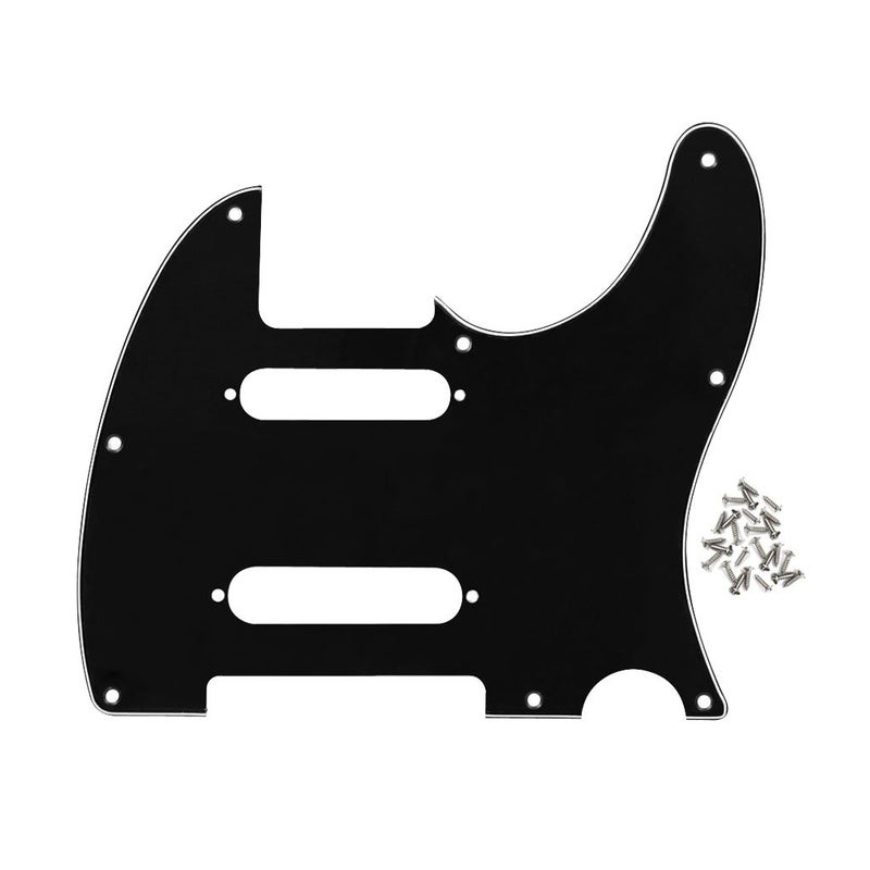 FLEOR 3Ply Black 8 Hole Guitar TL Pickguard Plate with Mounting Screws Fit TL Pickguard Replacement (2 Single Coil Pickup Holes) - Image 1